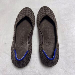 Rothy’s The Flat Espresso Houndstooth Brown Knit Ballet Flats Women's Size 6